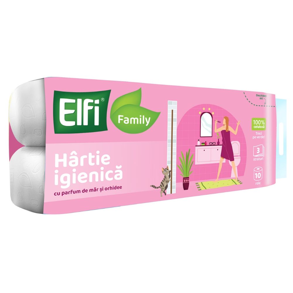 ELFI FAMILY HARTIE IGIENICA 3STR 10ROLE MAR SI ORHIDEE