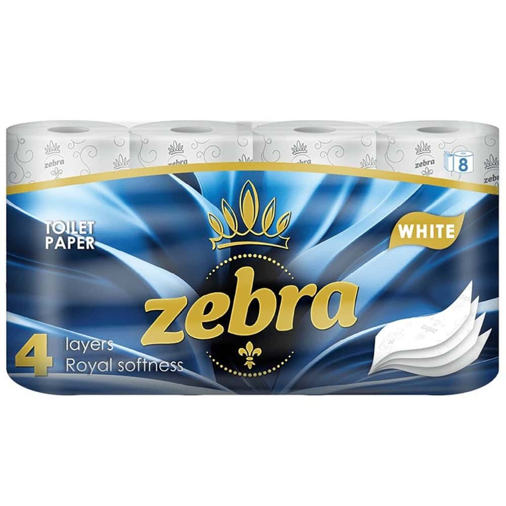 ZEBRA HARTIE IGIENICA 4STR 8ROLE WHITE